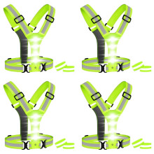 4X Gilet da Corsa un LED, Giubbotto di Sicurezza Riflettente Ad Alta Visibilità un LED con 8 Bande Riflettenti per Ciclismo, Jogging, Corsa