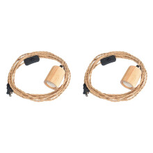 2X Wood Pendant Light Cord Kit ,14.76FT Vintage Industrial Hanging Plug in Lamp Cord with Twisted Nylon Rope E26 US Plug