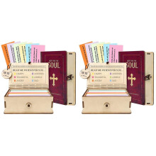 2X Wooden Bible Verses Box Bible Verse Cards Storage Box Daily Inspiration Scripture Prayer Organization for Family