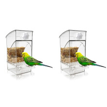 2X Klarer Vogelfutterspender, Automatisch, Transparent, Futterbehälter für Papageien, Käfigzubehör für Sittiche, Wellensittiche, Kanarienvögel
