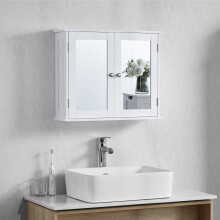 (White) Priano 2 Door Mirrored Wall Bathroom Cabinet