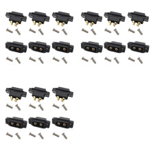 18Pcs Black XT60EW-M XT60 Male Plug Connector Screw Fixed Plate Panel Mount XT60EW Connector for RC Lipo Battery FPV RC