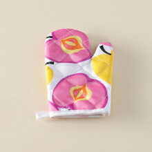 (Pink Apple) Kids Non-Slip Oven Mitts for Cooking & Grilling