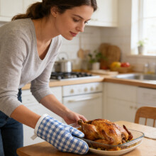 (Light Blue) Kids Non-Slip Oven Mitts for Cooking & Grilling