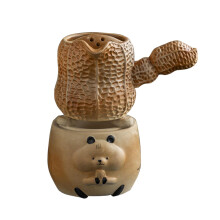 Handmade Clay Teapot Set with Stove, Peanut Shaped Pottery for Enhanced Flavor Brewing and Home Decor