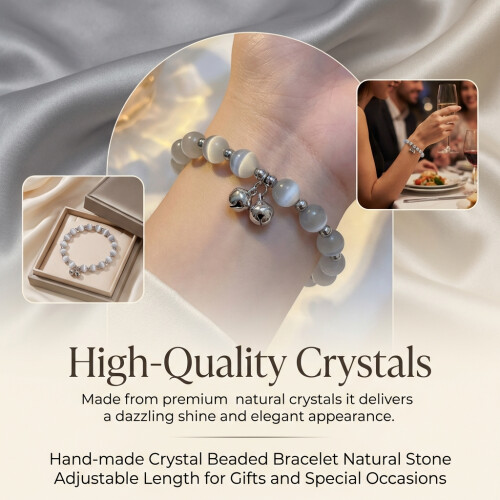 Crystal Beaded Bracelet, Adjustable Gift