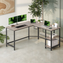 Computer Desk, L-Shaped Corner Desk, Gaming Desk, Workstation with 2 Storage Shelves for Home Office, Space-Saving, Easy to Assemble