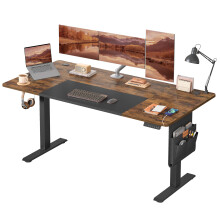 Electric Standing Desk, Height Adjustable Desk, 160.1 x 70.1 cm, 4 Memory Heights, Rustic Brown