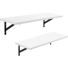 Floating Shelves Set of 2 Wall Shelves, 60 x 21 x 14 cm, Wooden Shelves with High Gloss Finish, Max. Load Capacity 15kg, White