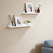 Set of 2 Wall Shelves, Floating Shelves for Living Room, Bedroom, 60 x 10 cm, White