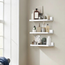 Set of 3 Wall Shelves, Floating Shelves for Living Room, Home Office, Kitchen, White