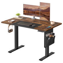 Electric Standing Desk, Height Adjustable Desk, 120 x 60 cm, Continuous Adjustment, Spliced Desktop,Rustic Brown and Matte Black