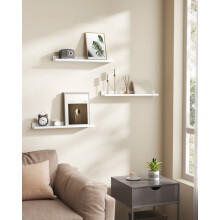Floating Shelf Set of 3, Wall Shelves, 60 cm Wide Shelves for Photo Frames and Decorations, for Living Room, Home Office, Bathroom, Cloud Whit