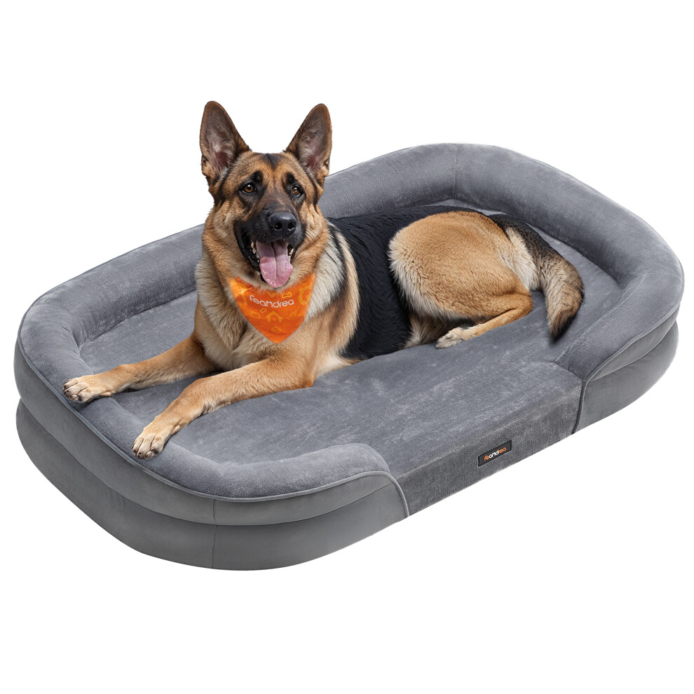 Feandrea Orthopedic Pet Sofa, Egg Crate Foam, Extra Large Dog Bed For Home, Waterproof, Washable, Non-Slip, Grey