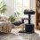 FEANDREA Small Cat Tree Tower with Scratching Post, Dark Gray 4