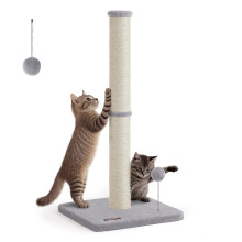 Cat Scratching Post, 85 cm Tall, L Sisal Scratcher for Kittens and Normal Adult Cats, 7 cm Thick Sisal Scratching Pole,Dove Grey