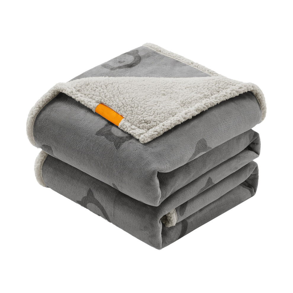 Feandrea Waterproof Dog Blanket, Sherpa Fleece Pet Blanket, Machine Washable, Reversible Dog Couch Cover Protector, Grey
