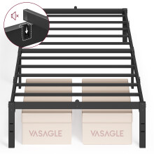 Single Metal Bed Frame, 90 x 190 cm, Under-Bed Space, Modern Style, for Guest Room, Easy Assembly, Ink Black