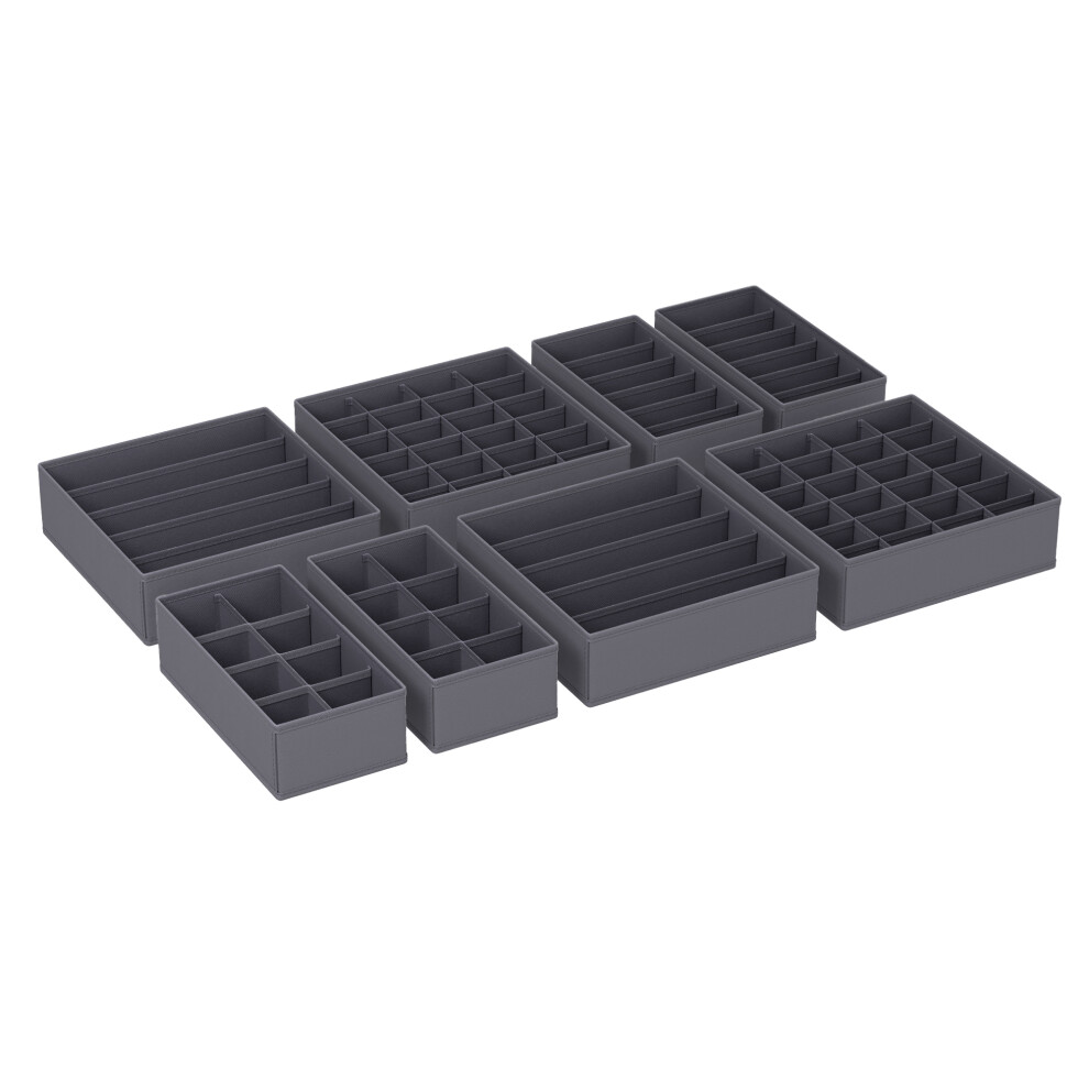 Songmics Set Of 8 Underwear Organisers, Wardrobe Drawer Organiser, Dark/Grey