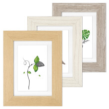 Picture Frames, Set of 3, Table and Wall Display, for 4 x 6 Inch (10 x 15 cm) and 5 x 7 Inch (13 x 18 cm) Photos, Glass Front,Grey, and Brown Finish