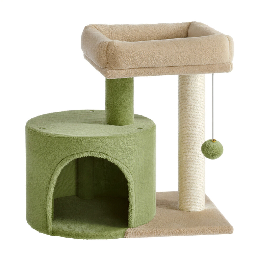 Feandrea Cat Condo With Sisal Scratching Post, Bed, And Green/Brown
