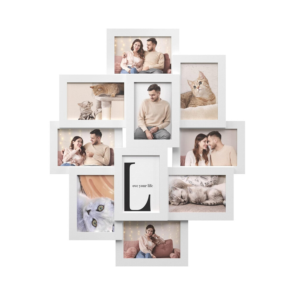 Songmics Collage Picture Frames, 10 Frames For 4X6 Photos, Collage Photo Frames For Wall, Multi Frames, Wall Decor, Cloud White