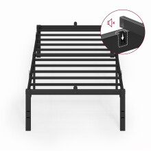 Single Metal Bed Frame, 90 x 190 cm, Under-Bed Space, Modern Style, for Guest Room, Easy Assembly, Ink Black