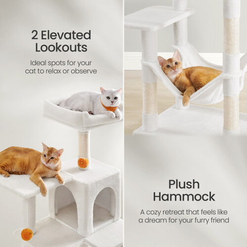 FEANDREA Cat Tree for Indoor Cats, Multi-Level Cat Condo with 4 Scratching Posts, 2 Perches, Hammock 1