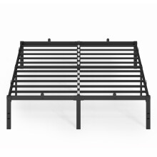 King Metal Bed Frame, 150 x 200 cm, Under-Bed Space, Modern Style, for Guest Room, Easy Assembly, Ink Black