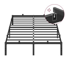 Double Metal Bed Frame, 135 x 190 cm, Under-Bed Space, Modern Style, for Guest Room, Easy Assembly, Ink Black