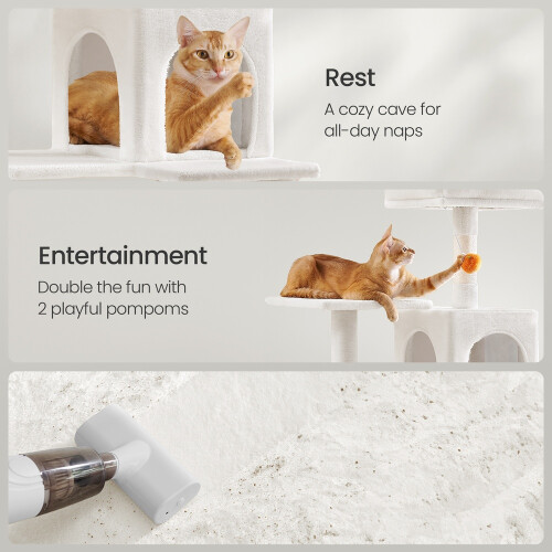 FEANDREA Cat Tree for Indoor Cats, Multi-Level Cat Condo with 4 Scratching Posts, 2 Perches, Hammock 2