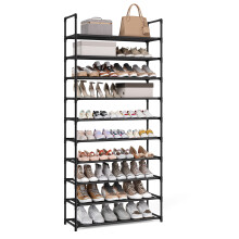 10-Tier Shoe Rack, Shoe Shelf,Shoe Storage Organiser, Space-Saving,28 x 83 x 173 cm,Metal Frame, Non-Woven Fabric Shelves, for Hallway, Bedroom, Blac