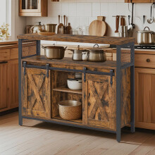 Buffet Cabinet, Sideboard with 2 Sliding Barn Doors, Adjustable Shelves, 33 x 100 x 80 cm, for Living Room