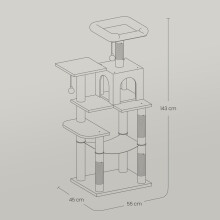Cat Tree for Indoor Cats, Multi-Level Cat Condo with 4 Scratching Posts, 2 Perches, Hammock