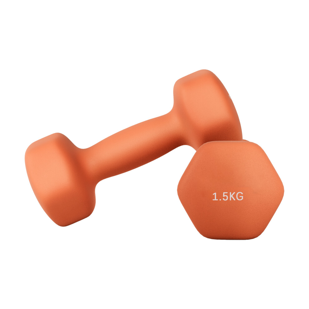 Songmics Pair Of Neoprene Hand Weights, 2 X 1.5 Kg Hex Dumbbells, Fitness Exercise For Home Workout, Orange