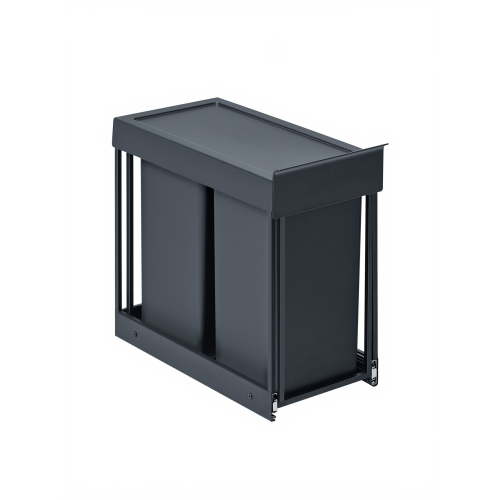 Songmics Pull-Out Trash Bin for Kitchen Cabinet, Double Compartment Waste Bin, 2 x 15 L, ABS Lid, Steel Frame, Grey 1
