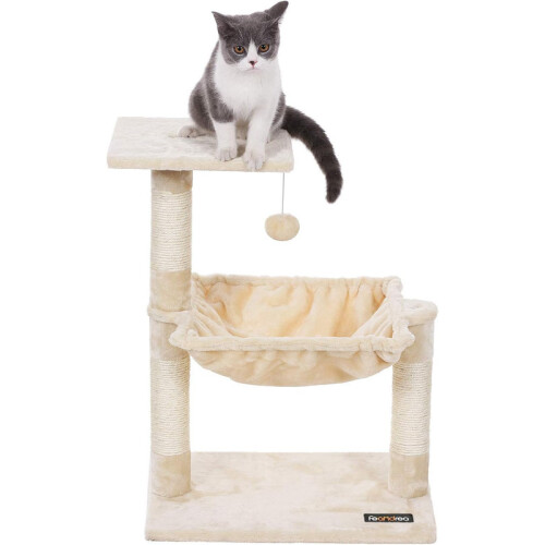 FEANDREA Cats Climb Tree Steady Cat Tree with Plush and Soft Hammock