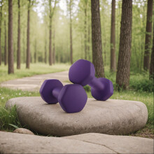 Set of 2 Dumbbells, 2 x 2 kg, with Neoprene Coating, Purple