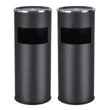 Standing Ashtray Cigarette Bin Outdoor Stainless Steel Black