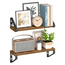 Wall Shelves, Floating Shelves Wall Mounted, Set of 2, 40 cm, for Living Room, Bathroom, Kitchen, Rustic Brown