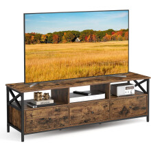 TV Cabinet for up to 65 Inch TV, TV Stand, TV Table with 3 Drawers and 3 Open Shelves, 40 x 147 x 50 cm, for Living Room, Rustic Brown and Black