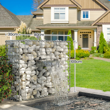 Stone Cage, Galvanised Metal Gabion Basket with 5 x 10 cm Mesh, Garden Wall Divider, 100 x 80 x 30 cm, Silver