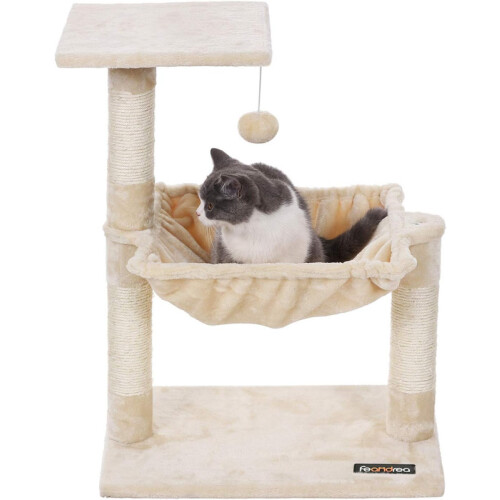 FEANDREA Cats Climb Tree Steady Cat Tree with Plush and Soft Hammock 2