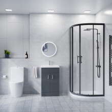 500mm Floor Standing Vanity With Basin & Close Coupled Toilet, 900mm Quadrant Screen