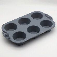 (Nordic Grey) Non-Stick Silicone Baking Pan for Cupcakes & Eggs