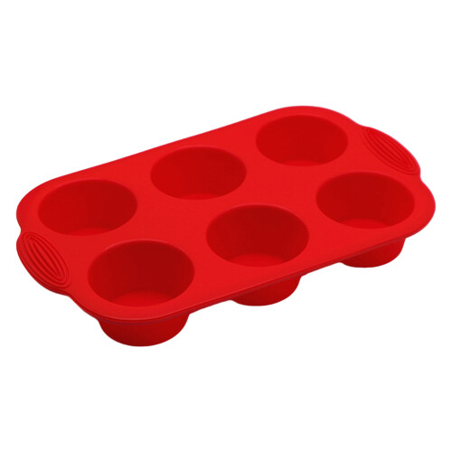 (red) Non-Stick Silicone Baking Pan for Cupcakes & Eggs 2
