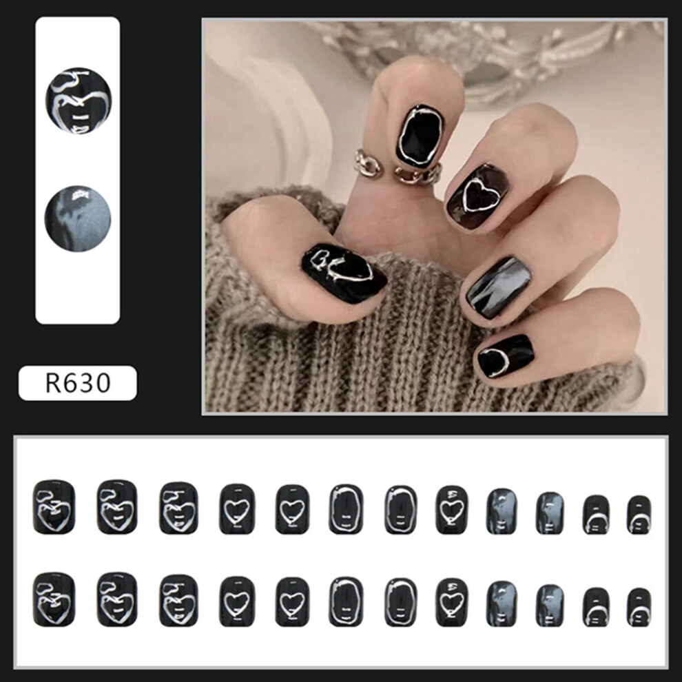 Roc-Electron Black (Jelly Glue Model) French Press Nails With Adhesive Tabs