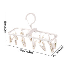 (Light luxury folding 12-blank white 1 piece) 12-Clip Folding Clothes Drying Rack for Travel