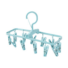 (Light luxury folding 12 clips sky blue 1 package) 12-Clip Folding Clothes Drying Rack