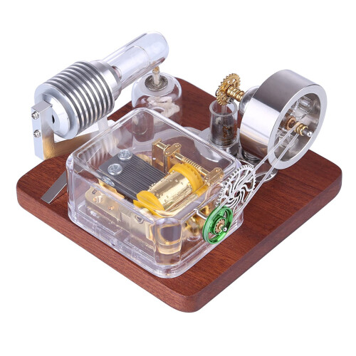 Stirling Engine Model with Music Box, Educational Hot Air Engine Toy Kit for Science Experiment